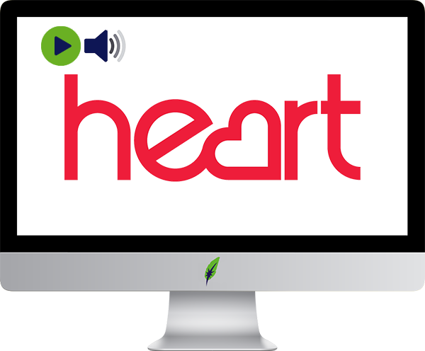 Afbeelding computerscherm met logo radiozender Heart - Engeland - in kleur op transparante achtergrond - 600 * 496 pixels